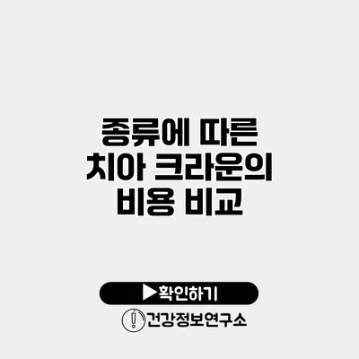 종류에 따른 치아 크라운의 비용 비교
