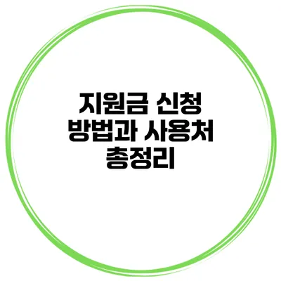 지원금 신청 방법과 사용처 총정리