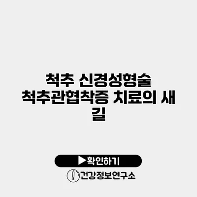 척추 신경성형술 척추관협착증 치료의 새 길