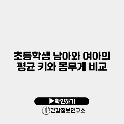 초등학생 남아와 여아의 평균 키와 몸무게 비교