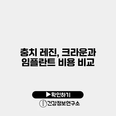 충치 레진, 크라운과 임플란트 비용 비교