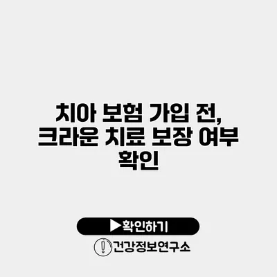 치아 보험 가입 전, 크라운 치료 보장 여부 확인