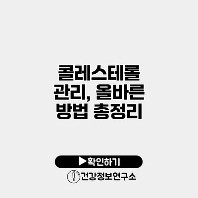 콜레스테롤 관리, 올바른 방법 총정리