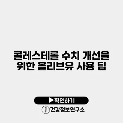 콜레스테롤 수치 개선을 위한 올리브유 사용 팁