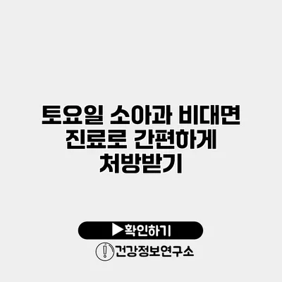 토요일 소아과 비대면 진료로 간편하게 처방받기