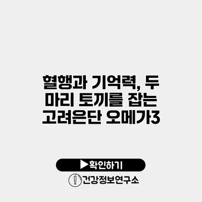 혈행과 기억력, 두 마리 토끼를 잡는 고려은단 오메가3