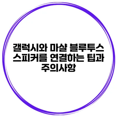 갤럭시와 마샬 블루투스 스피커를 연결하는 팁과 주의사항