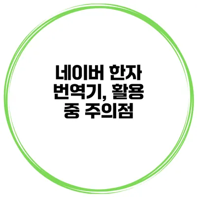 네이버 한자 번역기, 활용 중 주의점