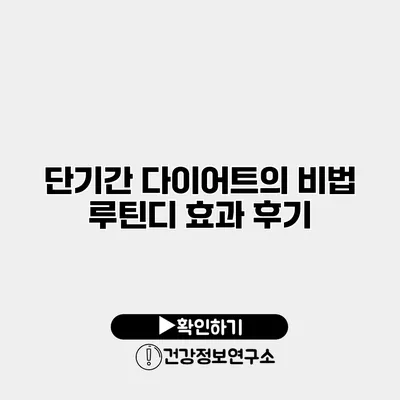단기간 다이어트의 비법 루틴디 효과 후기