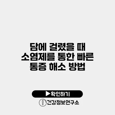 담에 걸렸을 때 소염제를 통한 빠른 통증 해소 방법
