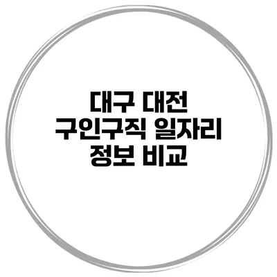 대구 대전 구인구직 일자리 정보 비교
