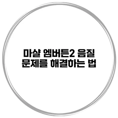 마샬 엠버튼2 음질 문제를 해결하는 법