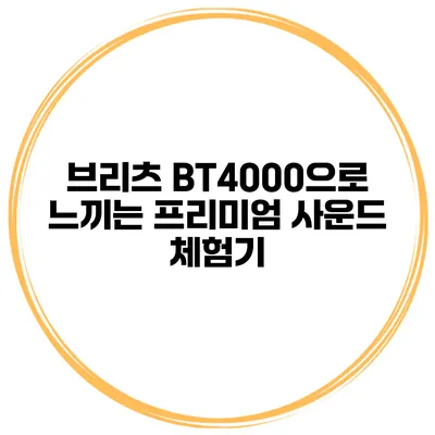 브리츠 BT4000으로 느끼는 프리미엄 사운드 체험기