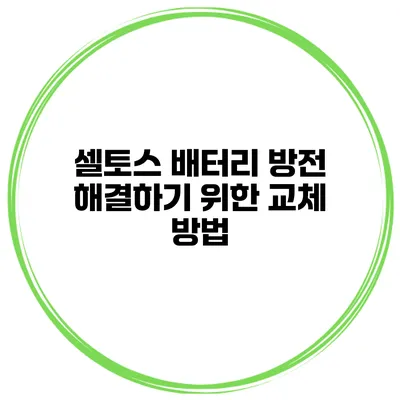 셀토스 배터리 방전 해결하기 위한 교체 방법