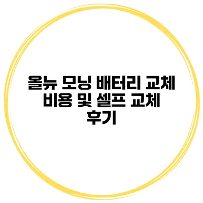 올뉴 모닝 배터리 교체 비용 및 셀프 교체 후기