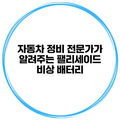 자동차 정비 전문가가 알려주는 팰리세이드 비상 배터리