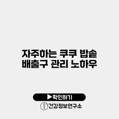 자주하는 쿠쿠 밥솥 배출구 관리 노하우