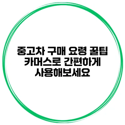 중고차 구매 요령 꿀팁 카머스로 간편하게 사용해보세요