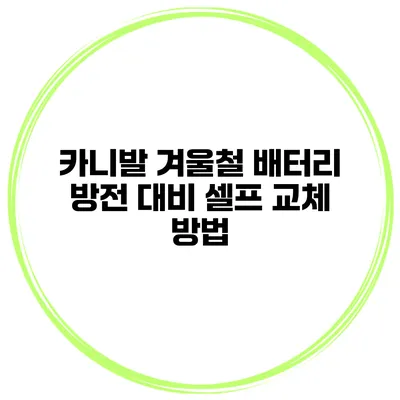 카니발 겨울철 배터리 방전 대비 셀프 교체 방법