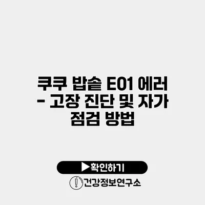 쿠쿠 밥솥 E01 에러 - 고장 진단 및 자가 점검 방법
