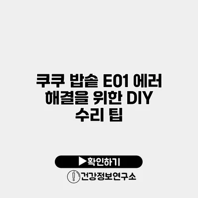 쿠쿠 밥솥 E01 에러 해결을 위한 DIY 수리 팁