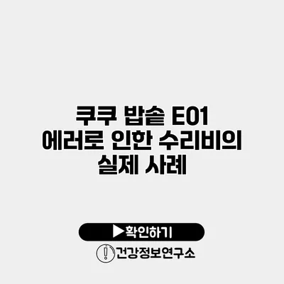 쿠쿠 밥솥 E01 에러로 인한 수리비의 실제 사례