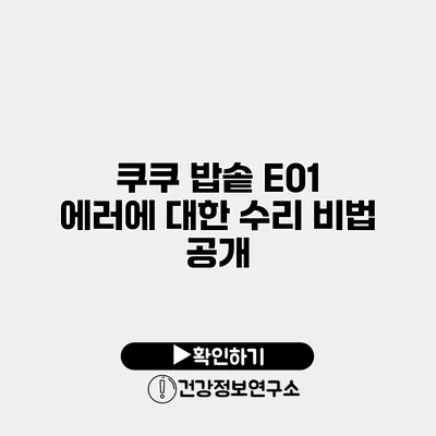 쿠쿠 밥솥 E01 에러에 대한 수리 비법 공개