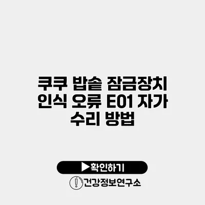 쿠쿠 밥솥 잠금장치 인식 오류 E01 자가 수리 방법