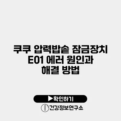 쿠쿠 압력밥솥 잠금장치 E01 에러 원인과 해결 방법