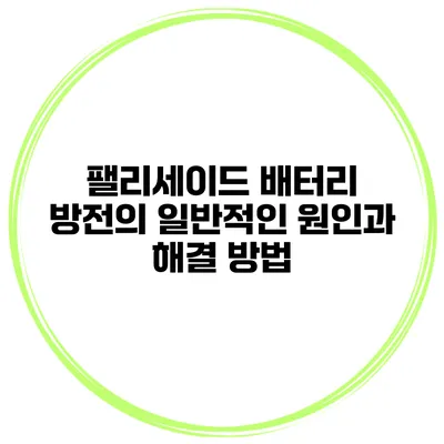 팰리세이드 배터리 방전의 일반적인 원인과 해결 방법