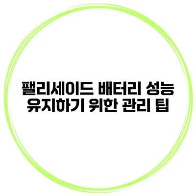 팰리세이드 배터리 성능 유지하기 위한 관리 팁