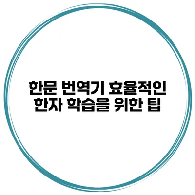 한문 번역기 효율적인 한자 학습을 위한 팁